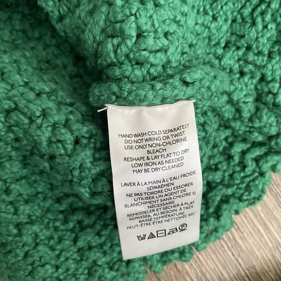 Free People Cutting Edge Cable Knit Sweater Green Cropped Boxy Chunky XSMALL XS - Picture 5 of 6